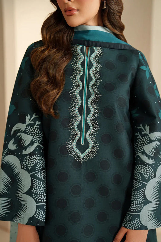 Winter Collection | Emerald Green Digital Print Dress