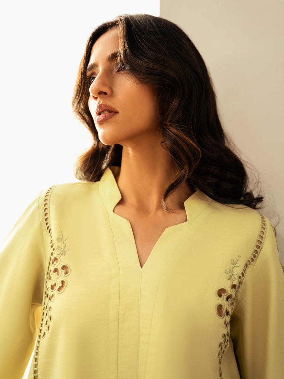 Light Yellow Cotton Suit with Intricate Embroidery | Casual Wear