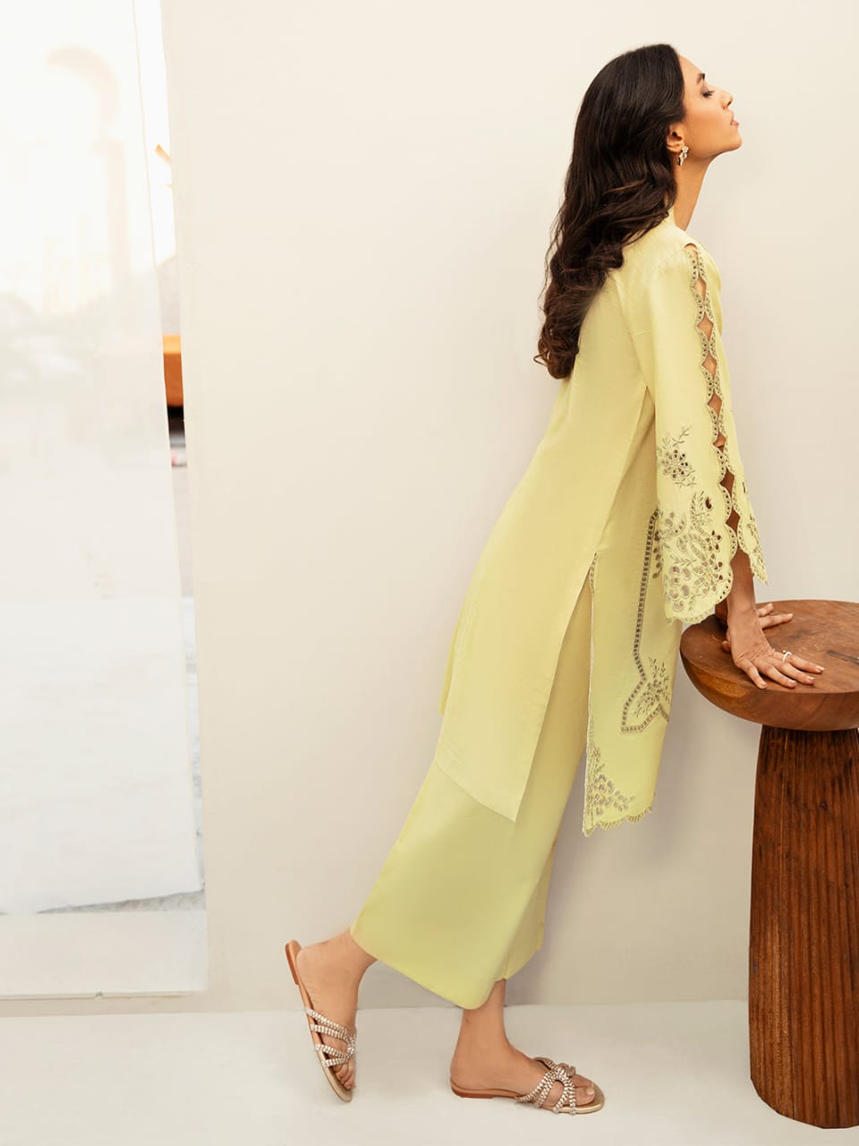 Light Yellow Cotton Suit with Intricate Embroidery | Casual Wear