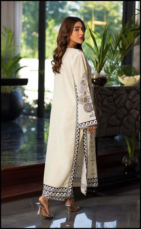Luxury White Digital Print Grip Kurta & Trouser Set