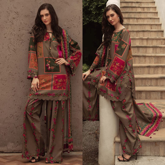 Luxury Embroidered 3-Piece Suit – shamoz silk Collection | Hina Collection