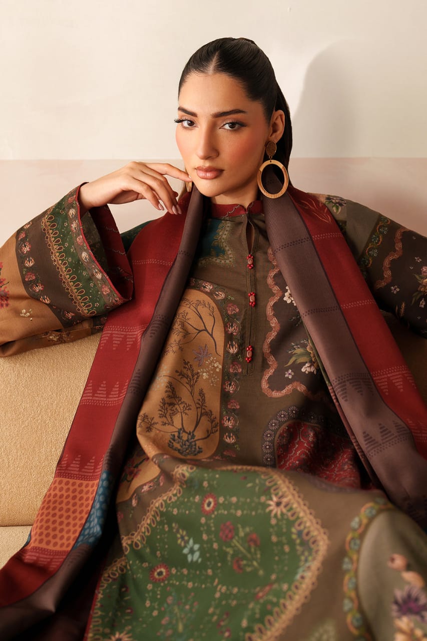 Hina Collection: Winter Shamoz silk Long Suit & Shawl