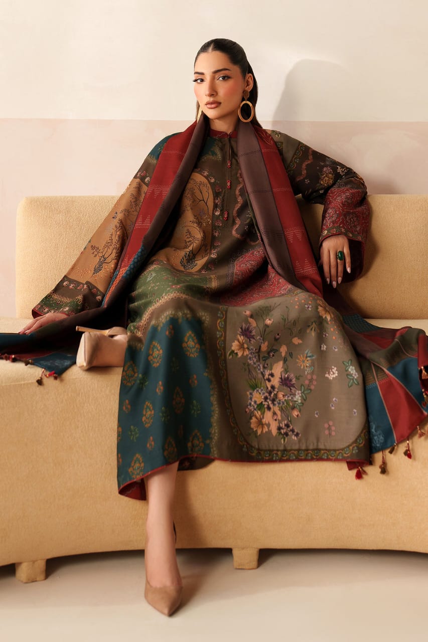 Hina Collection: Winter Shamoz silk Long Suit & Shawl