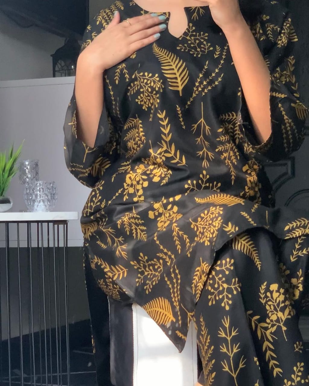 Block Print Linen 2PC Suit for Women | Available in Medium & Large