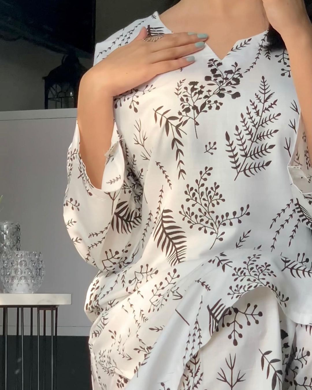 Block Print Linen 2PC Suit for Women | Available in Medium & Large