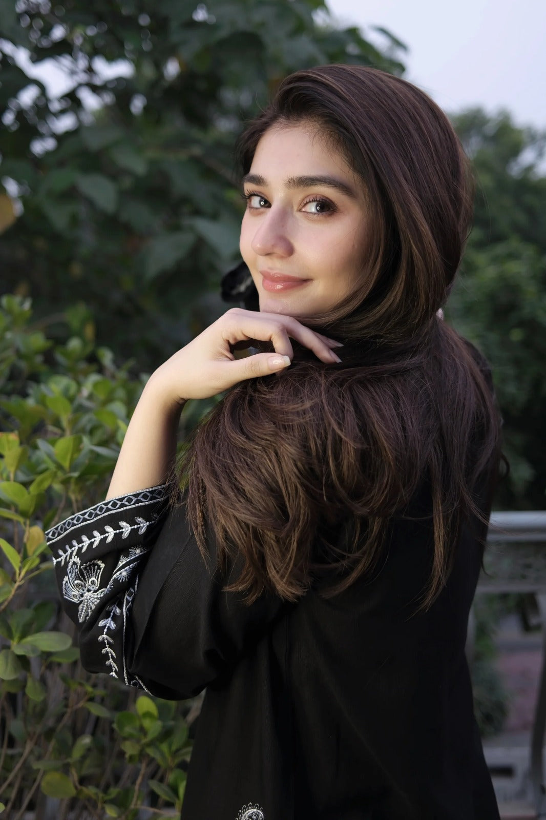 Black Embroidered Two-Piece Co-ord Set | Hina Collection