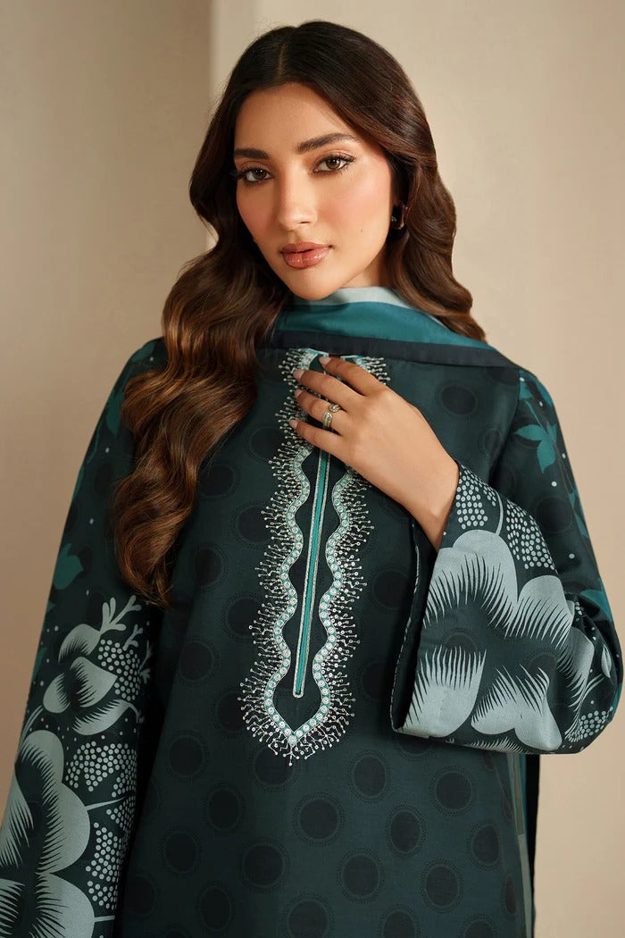 Winter Collection | Emerald Green Digital Print Dress