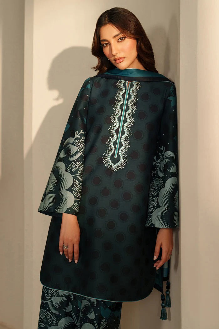 Winter Collection | Emerald Green Digital Print Dress